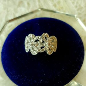 Lia Sophia Silver and Crystal Ring Size 6 NEW